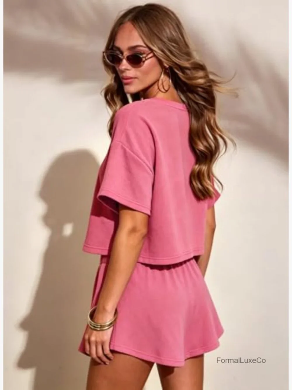 Women's 2 Piece Skort Set Crop Top & Shorts Lounge Match